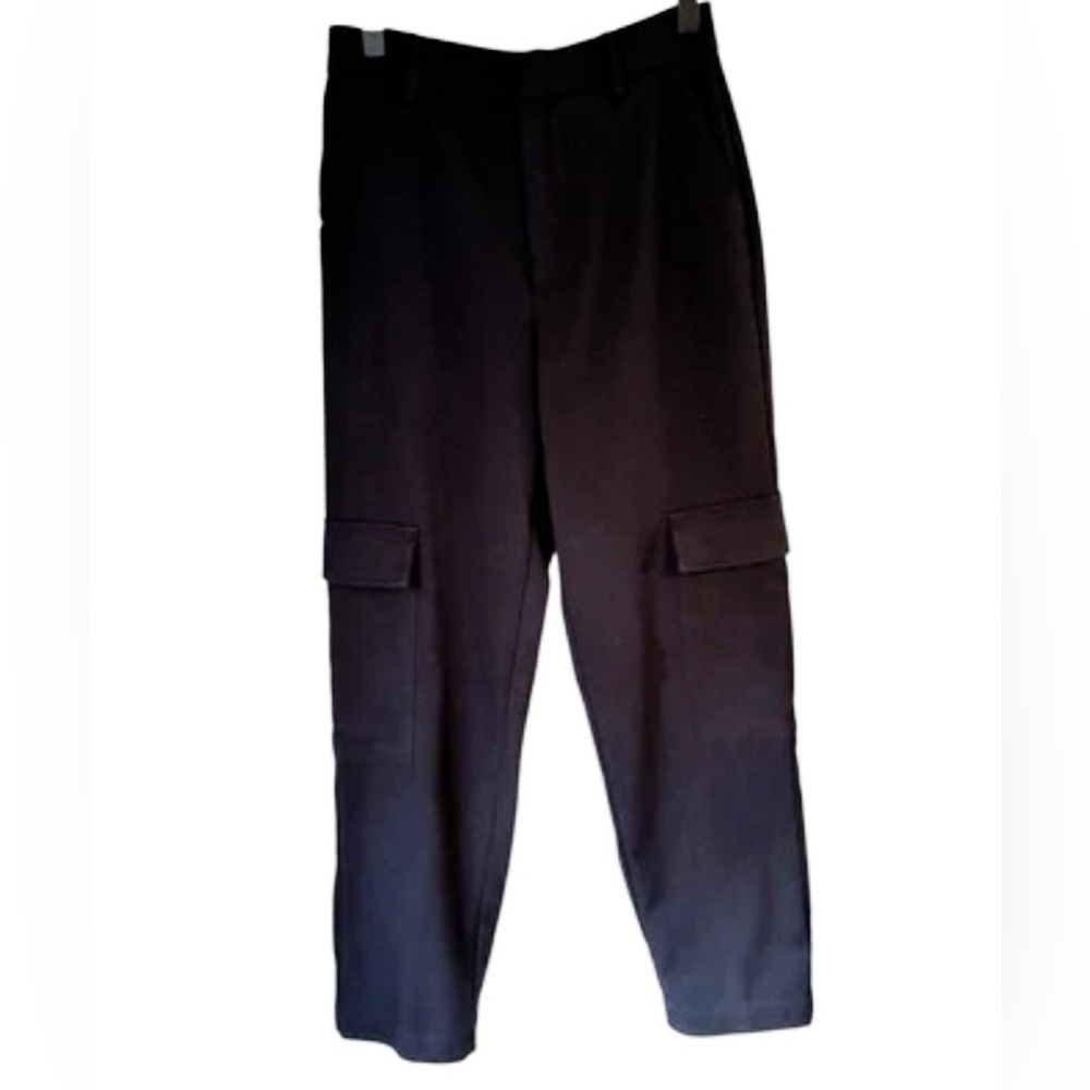 MNG Mango Women’s Black Knit Straight Leg Preppy Sporty Cargo Pants Size XXS